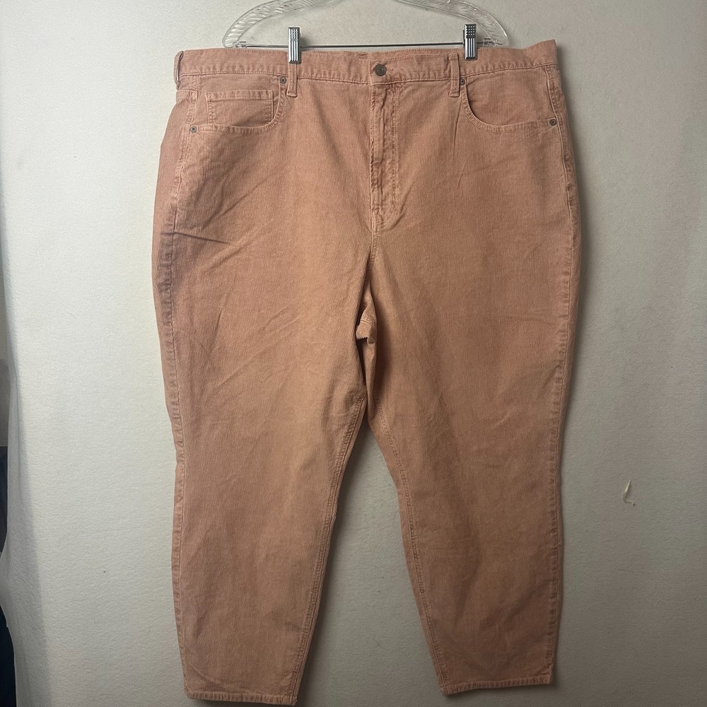 American Eagle Women Peach Corduroy Super Stretch Tapered Pants Size 24 Regular